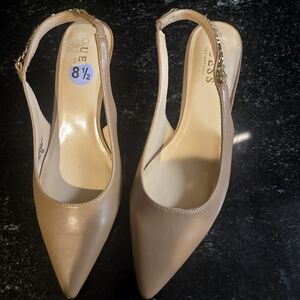 Guess Nude Pointed Toe Slingback Heels